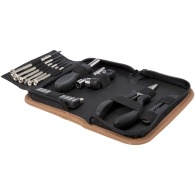 Spike 24-piece tool set in RCS-certified recycled plastic with cork pouch
