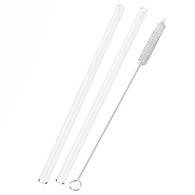 Set of 2 glass straws with cleaning brush