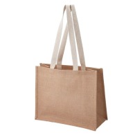 Jute bag with flat cotton handles