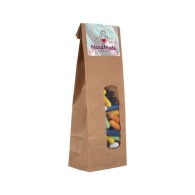 Kraft bag of sweets with label 100 g