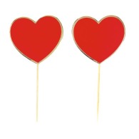 RED AND GOLD HEART COCKTAIL PICKS X 10