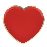 RED AND GOLD HEART PLATES 19CM X 8
