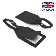 Luggage tag with leather flap