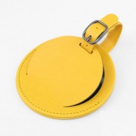 Round luggage tag with PU flap