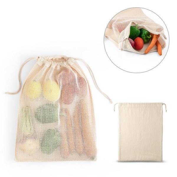Mesh Net Fabric 100% Organic Cotton GOTS Ecru Color for Food Bags