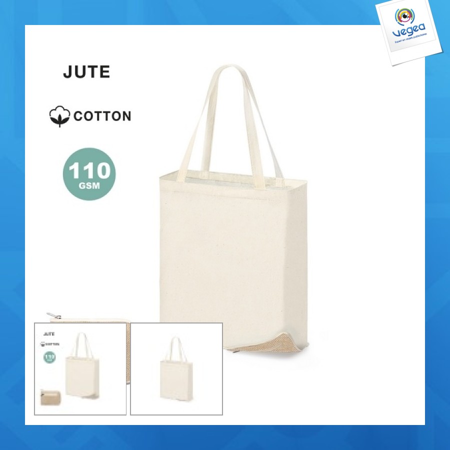 Jute and cotton folding tote bag, Foldable shopping bags, Shopping bags